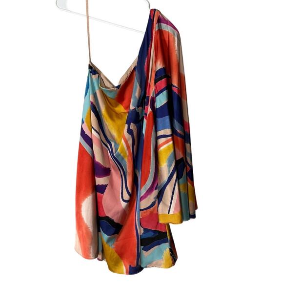 BHLDN Stevie One-Shoulder Satin Mini Dress Size Small - Picture 2 of 10